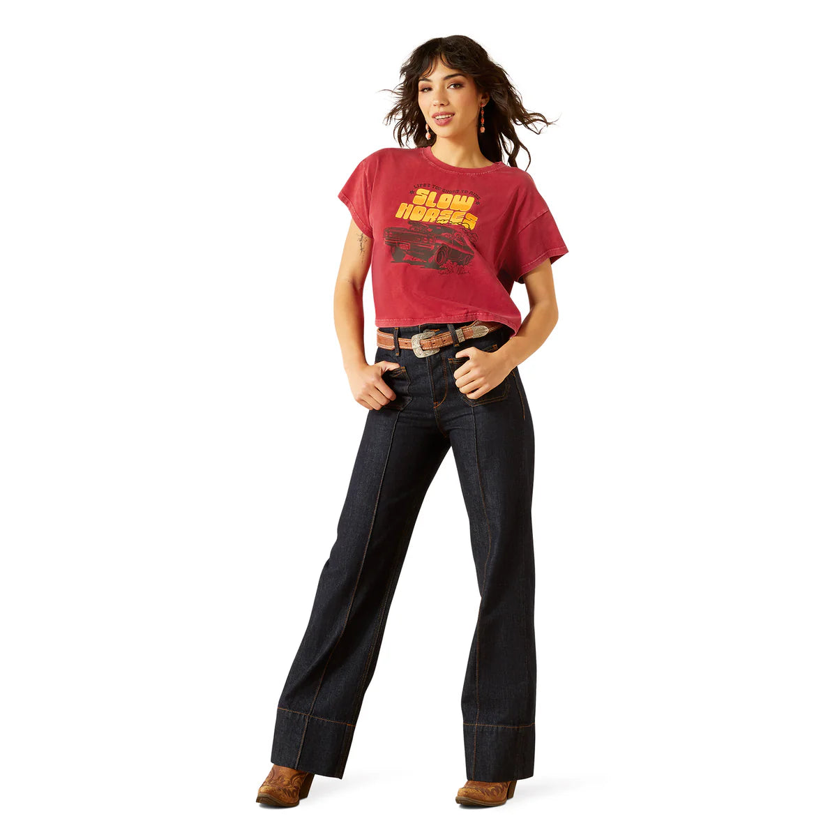 Ariat Wms Sendero Slow Horses SS Tee Biking Red