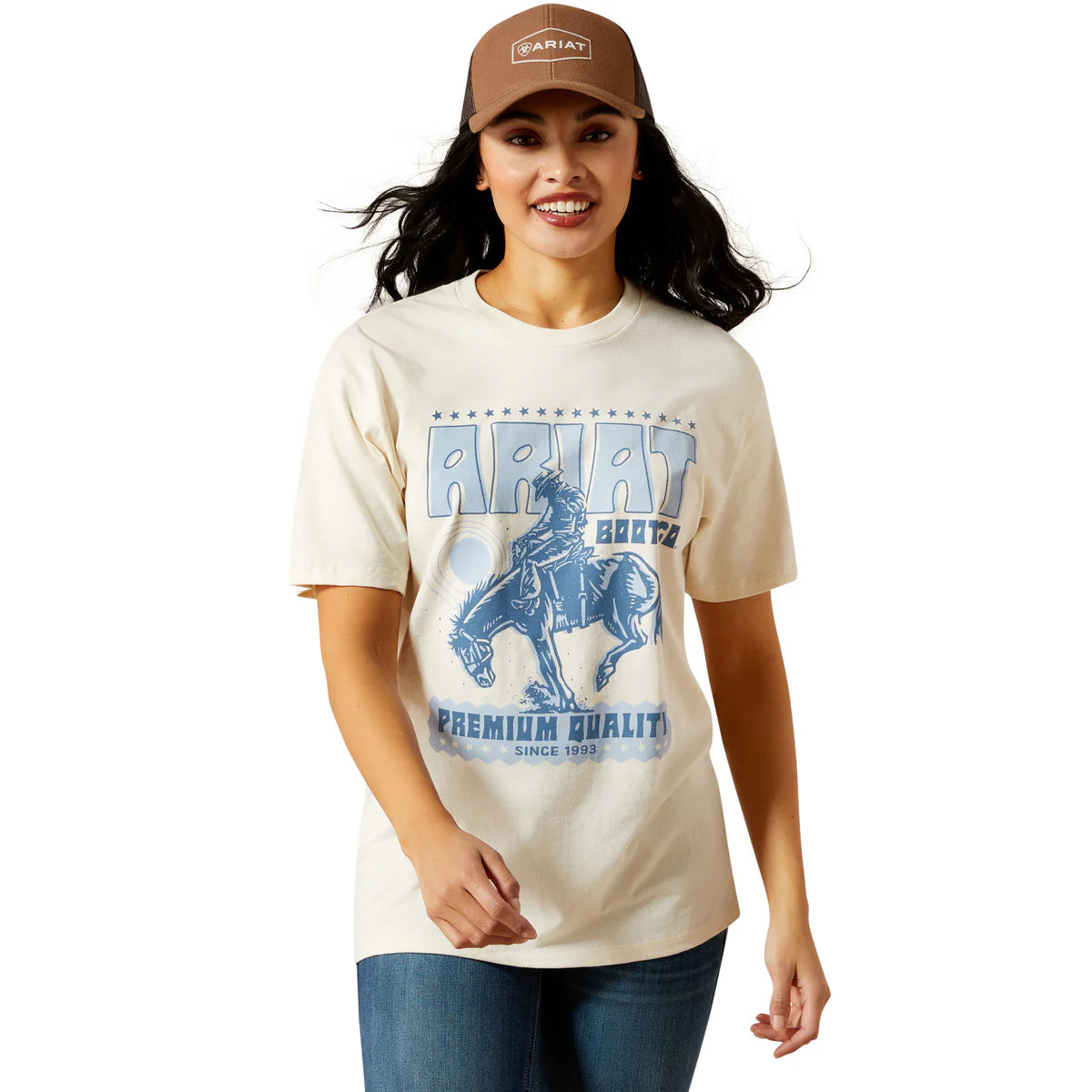 Ariat Wms Retro Block Poster SS Tee Natural