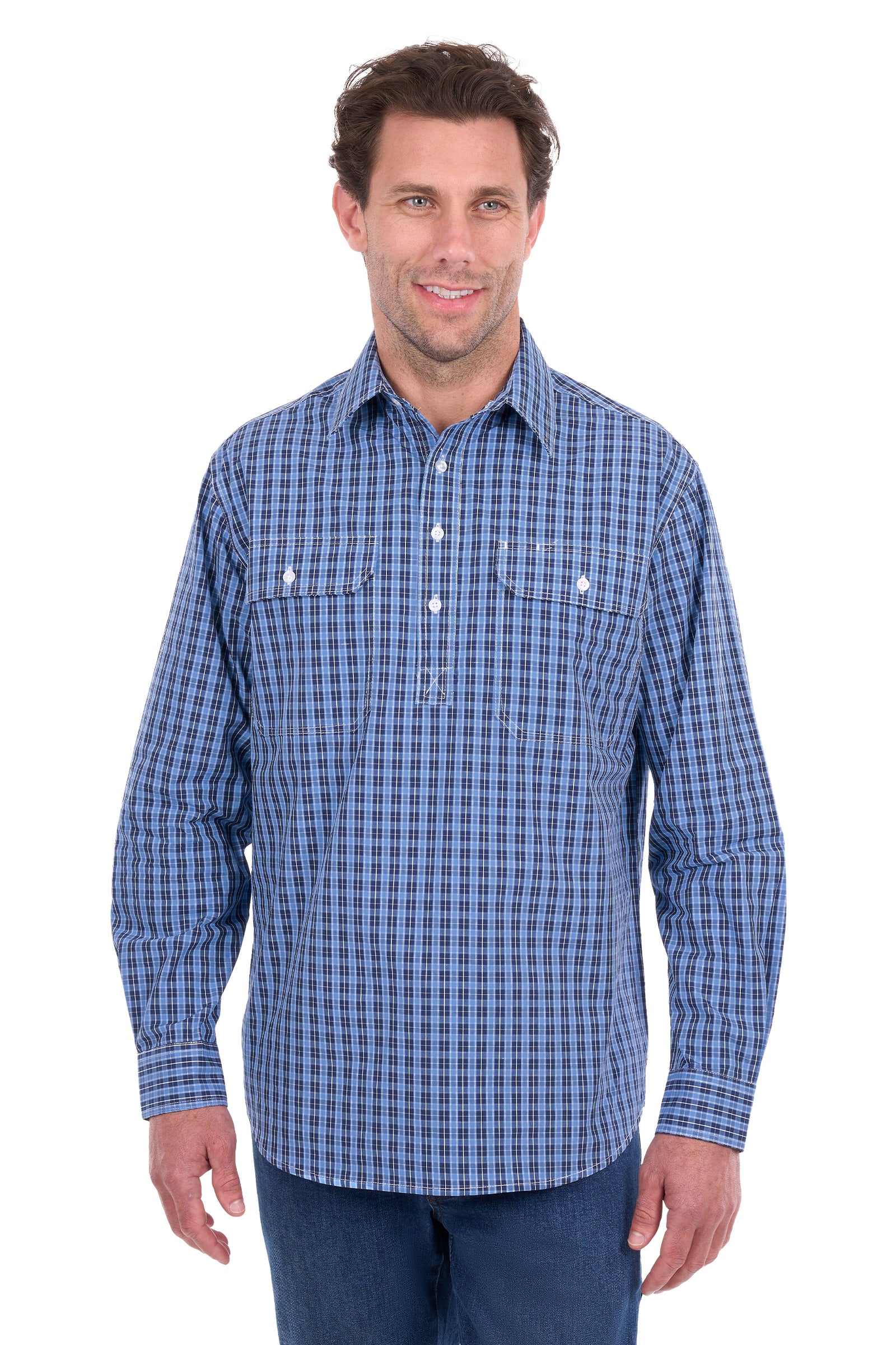 Hard Slog Mens Wyatt 1/2 Plkt LS Shirt