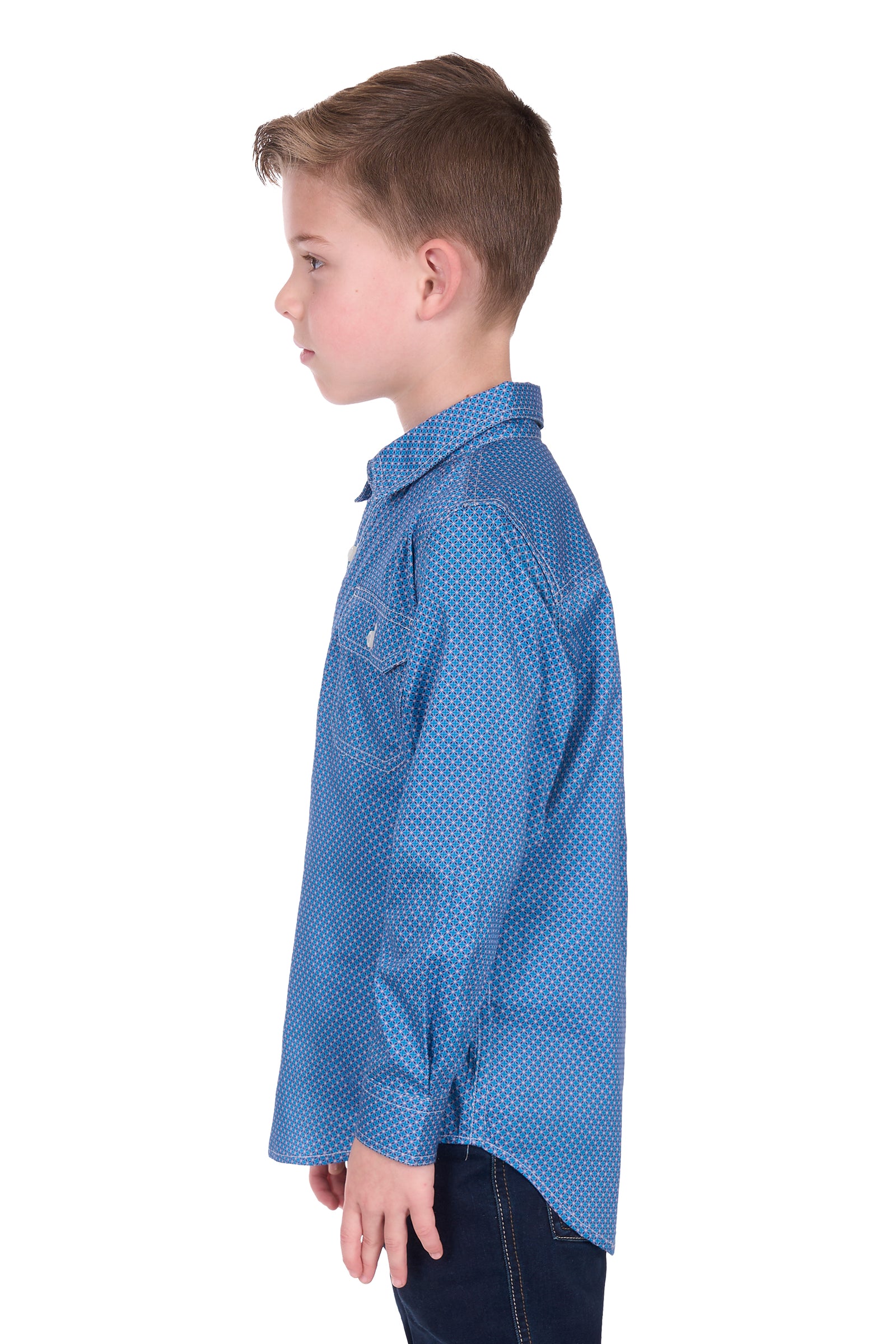 Hard Slog Kids Holden Half Button Long Sleeve Shirt