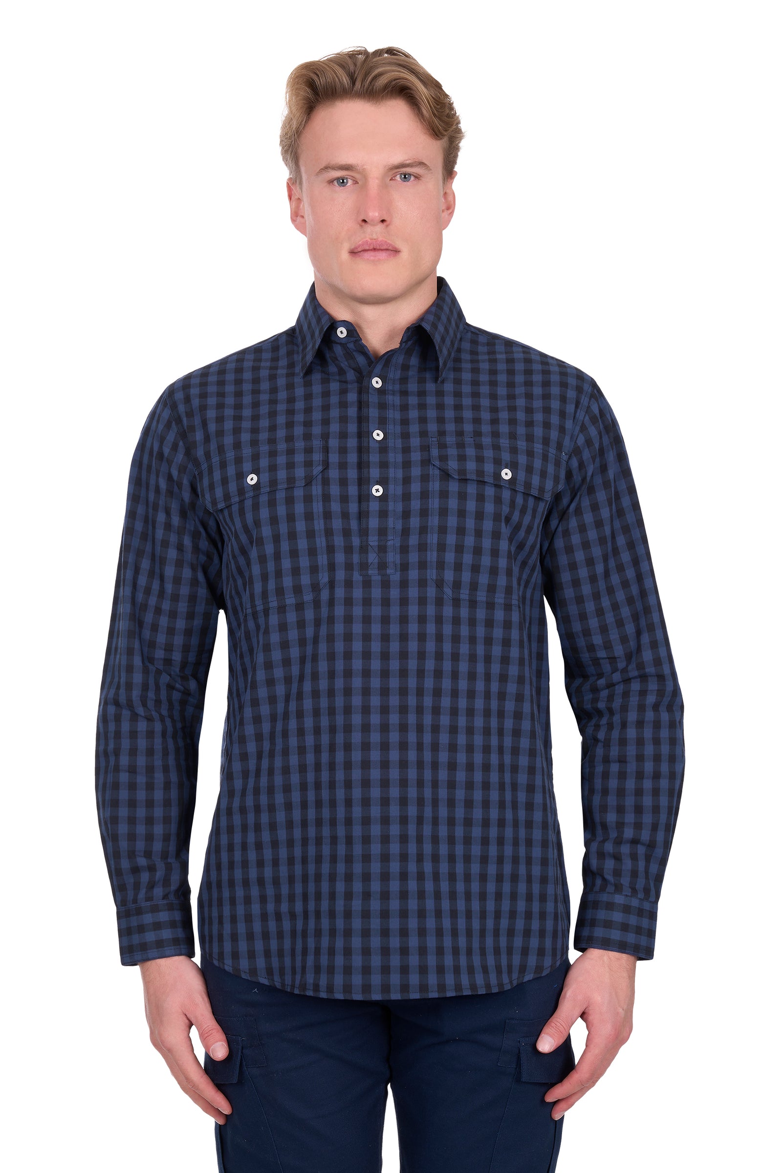 Hard Slog Mens Nash Half Button Long Sleeve Shirt | Country Clothing - Mens Shirt | Saddleworld Ipswich