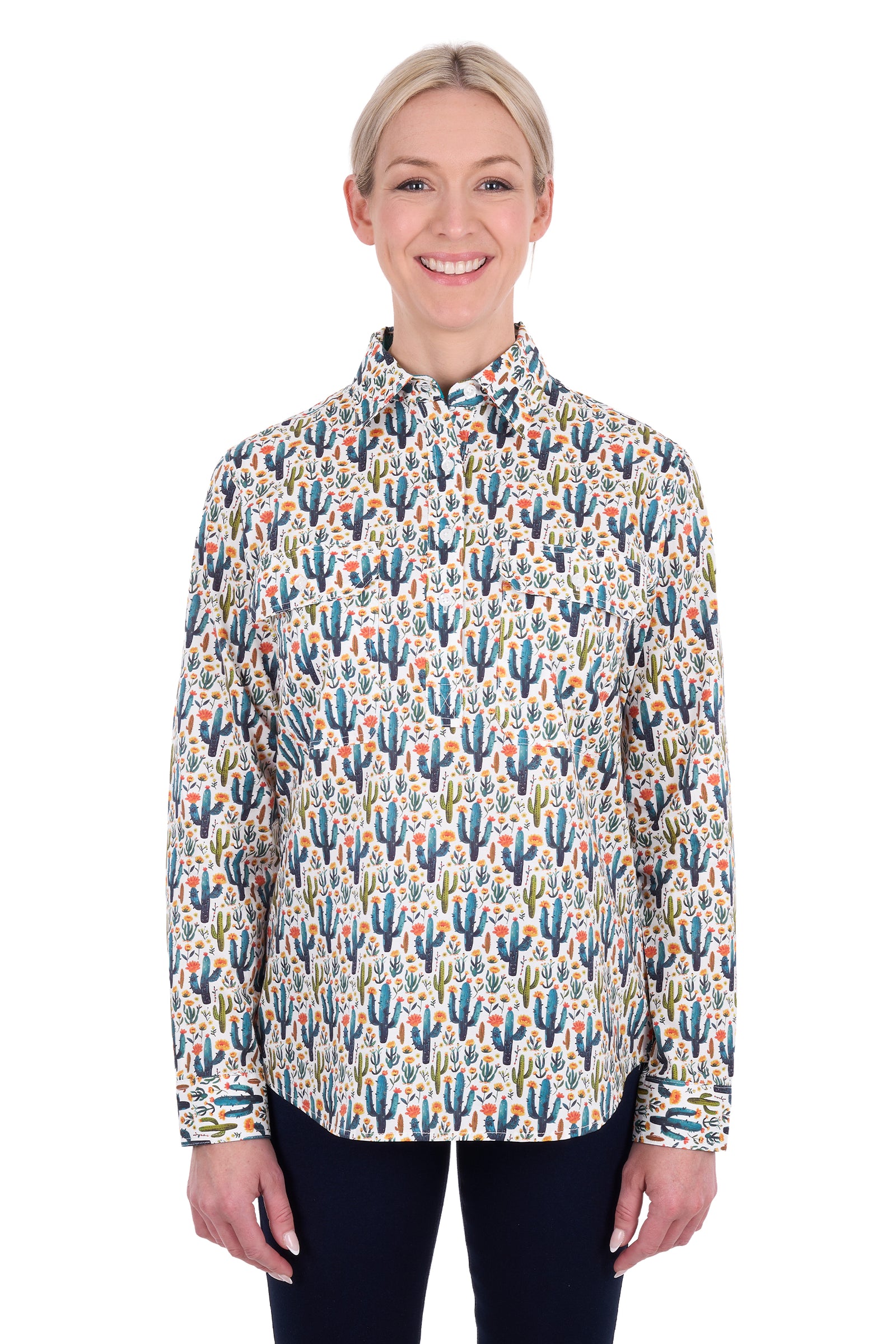 Hard Slog Wms Alba 1/2 Plkt LS Shirt | Country Clothing - Ladies Shirt | Saddleworld Ipswich