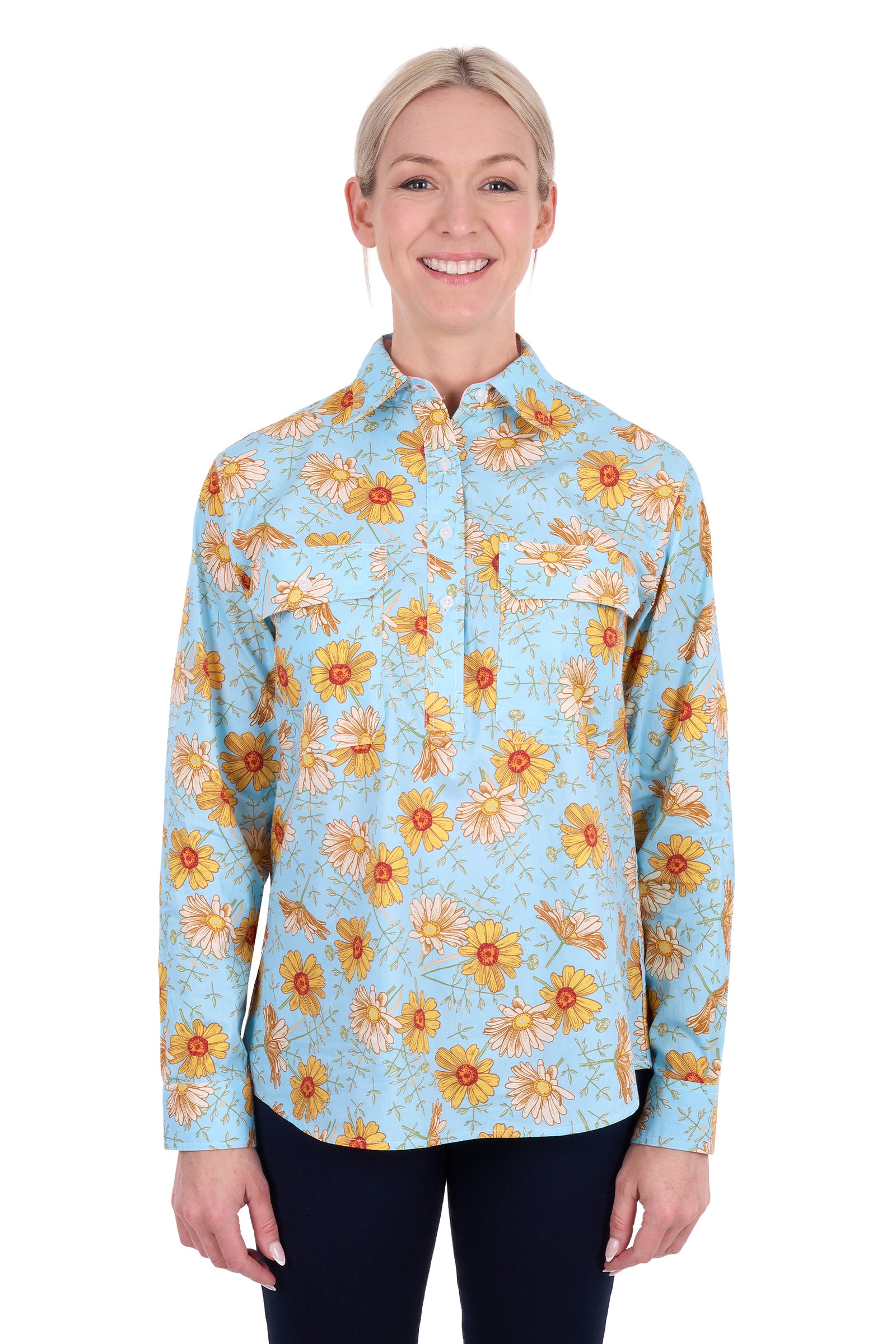 Hard Slog Wms Sunday 1/2 Plkt LS Shirt | Country Clothing - Ladies Shirt | Saddleworld Ipswich