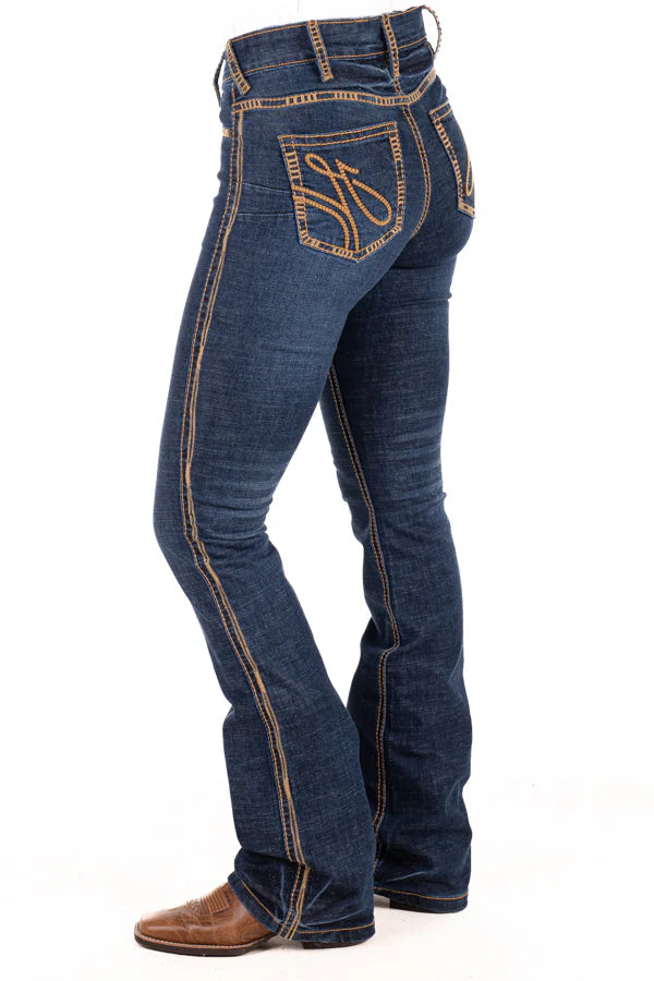 Hitchley and Harrow Ultra High Rise San Antonio Tan and Metallic Stitch Jean | Country Clothing - Jeans | saddleworld ipswich