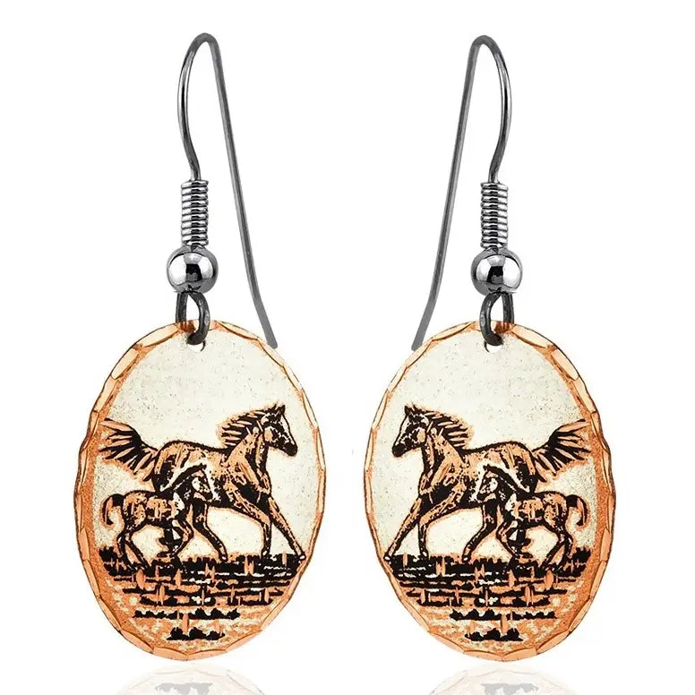 Horse and Foal Handmade Copper Earrings | Giftware - Jewellery | Saddleworld Ipswich