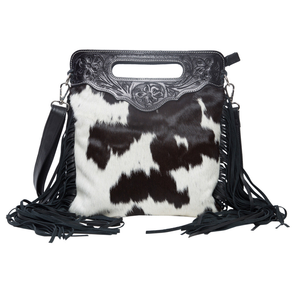 The Design Edge Cali Fringe Tooling Leather Sling Cowhide Bag