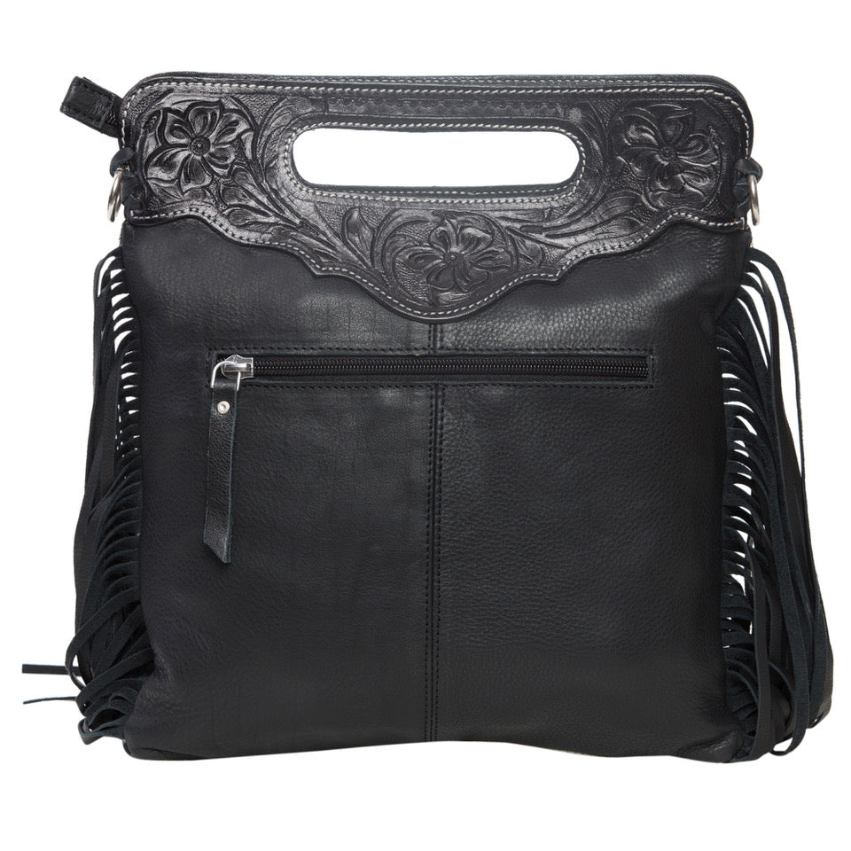 The Design Edge Cali Fringe Tooling Leather Sling Cowhide Bag