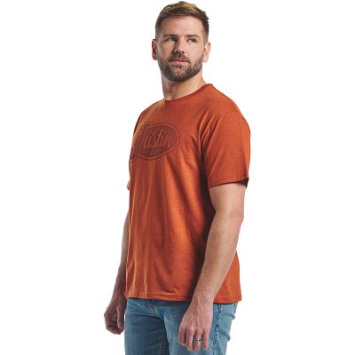 Justin Mens Longhorn Skull Tee Rust Heather