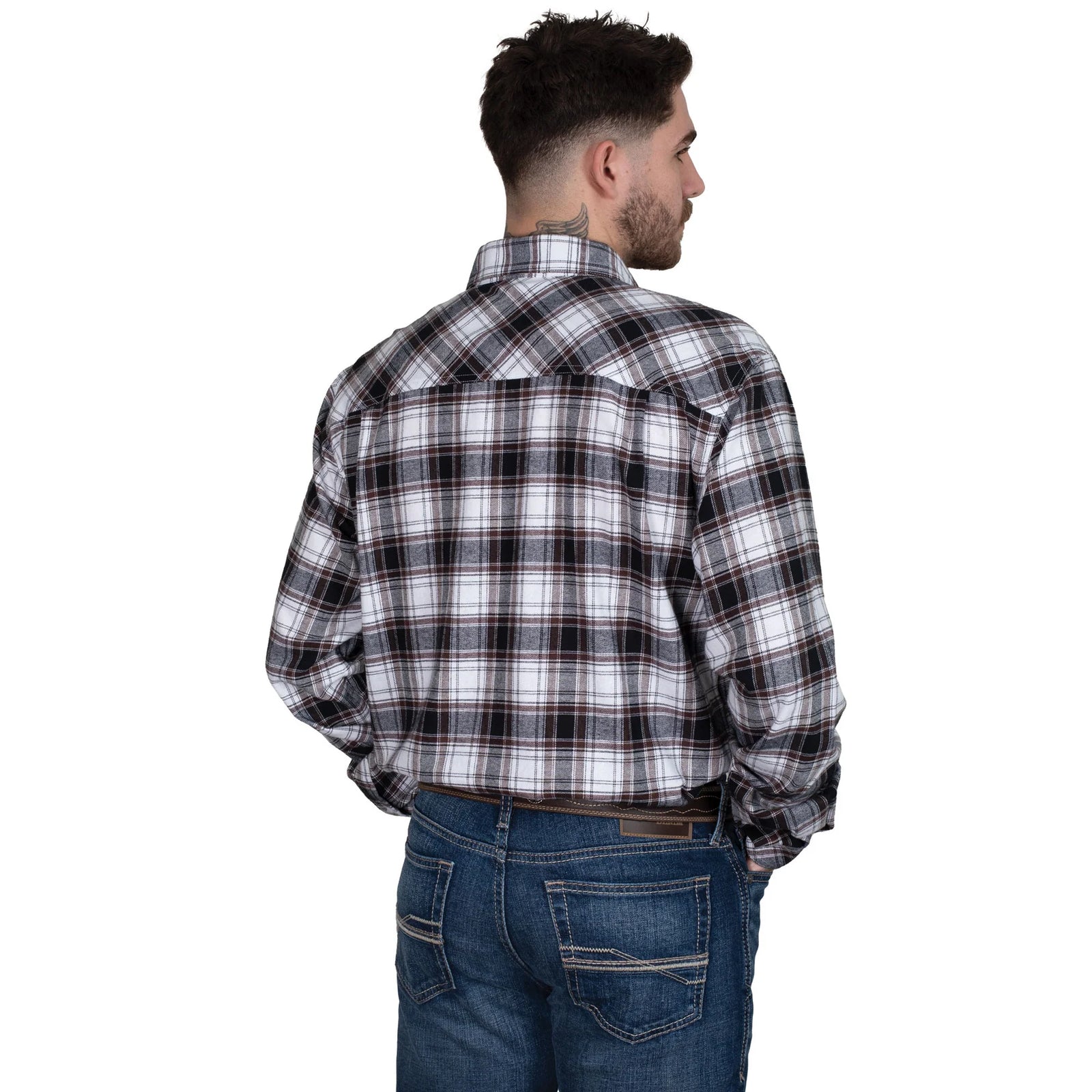 Just Country Mns Cameron Workshirt Flannel Chocolate/White | Country CLothing - Mens SHirt | Saddleworld Ipswich