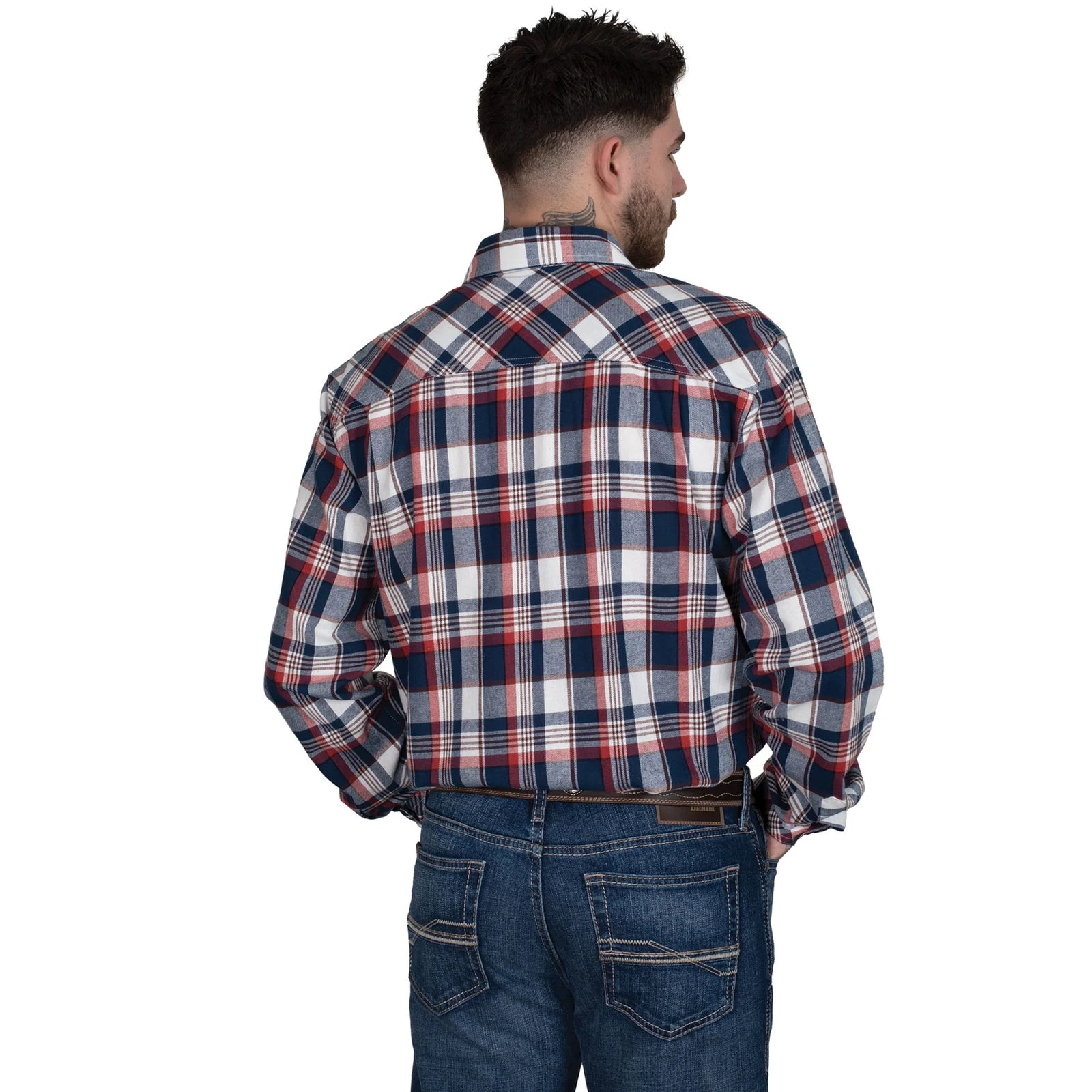 Just Country Mns Evan Workshirt Flannel Navy/Red/White | coUNTRY CLOTHING - mENS SHIRT | Saddleworld Ipswich