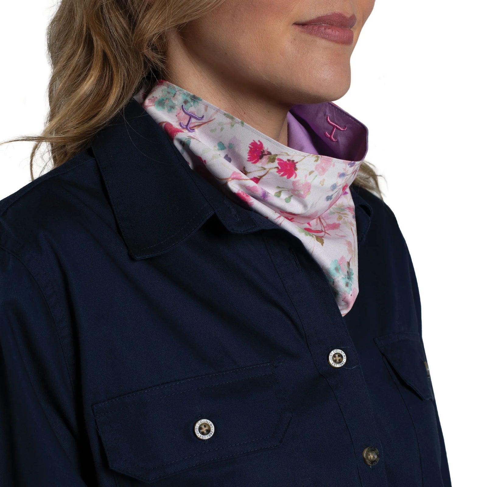 Just Country Wmns Carlee Double Sided Scarf Orchid/White Wildflower | Country Clothing - Scarf | Saddleworld Ipswich