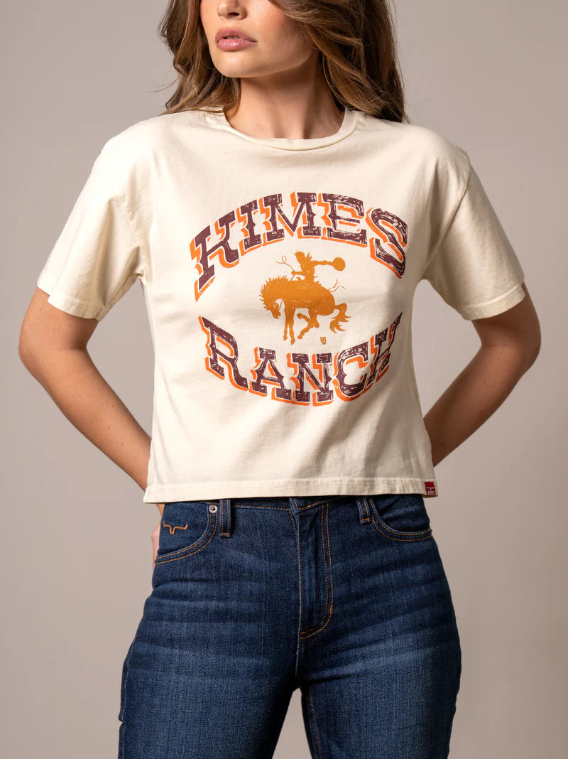 Kimes Ranch Wmns Lucky B Bucking Ivory | Kimes Ranch | Cropped T -Shirt | Ladies T-Shirt | Saddleworld Ipswich