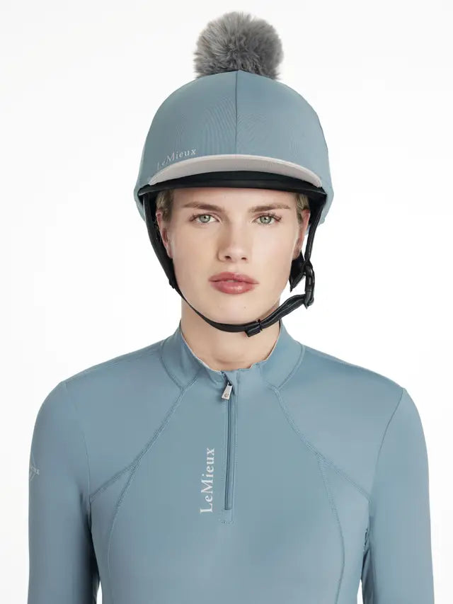 LeMieux Pom Hat Silk Ice Blue | Saddleworld Ipswich | Rider wear | Shits