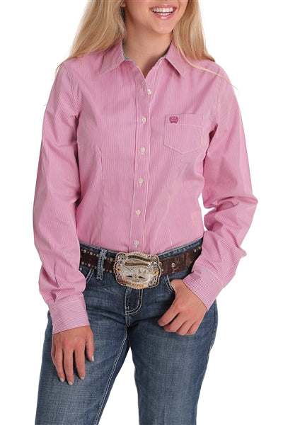 Cinch Wmns Purple Orchid And White Stripe Shirt