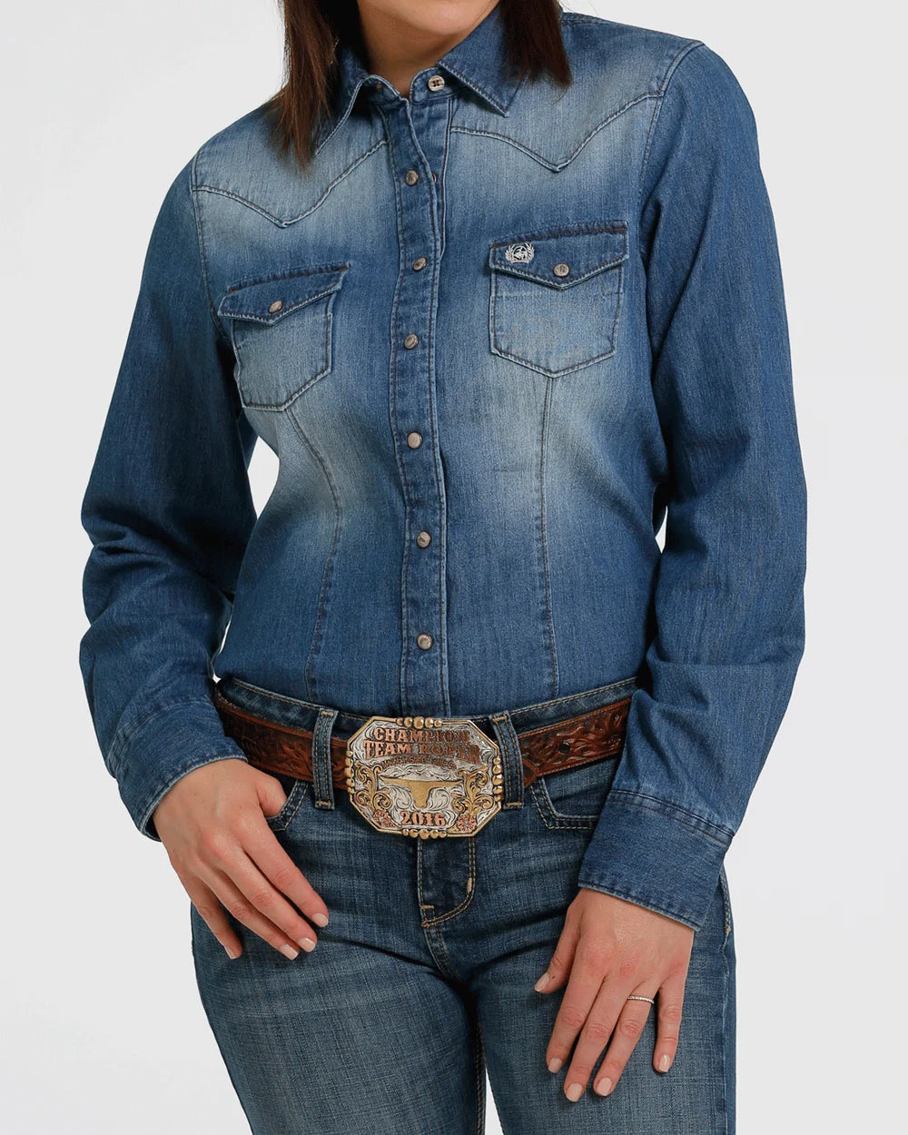 Cinch Ladies Denim Long Sleeve Snap Shirt