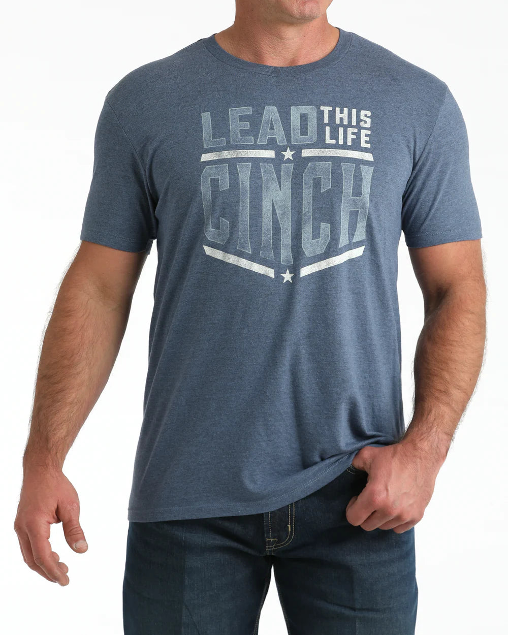 Cinch Mens Blue Heather Lead The Life T Shirt
