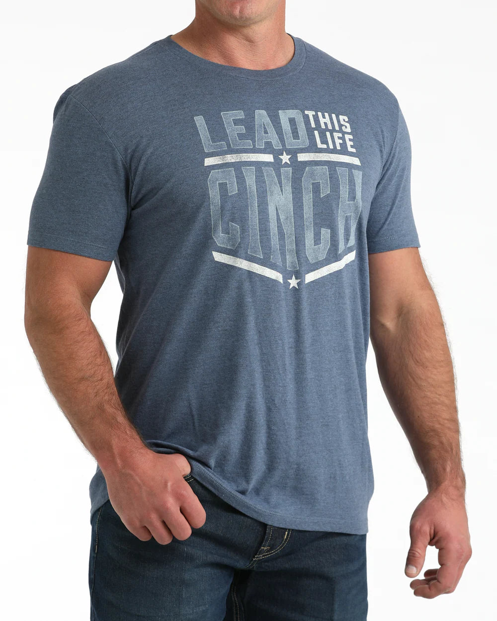 Cinch Mens Blue Heather Lead The Life T Shirt