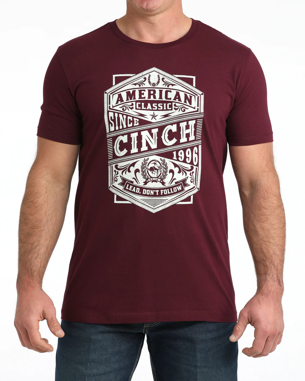 Cinch Mens American Classic T Shirt Burgundy