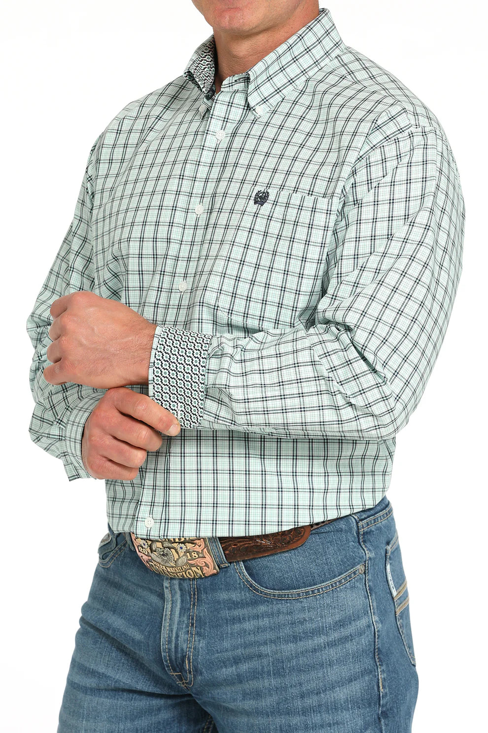 Cinch Mens Western Shirt - Turquoise Check