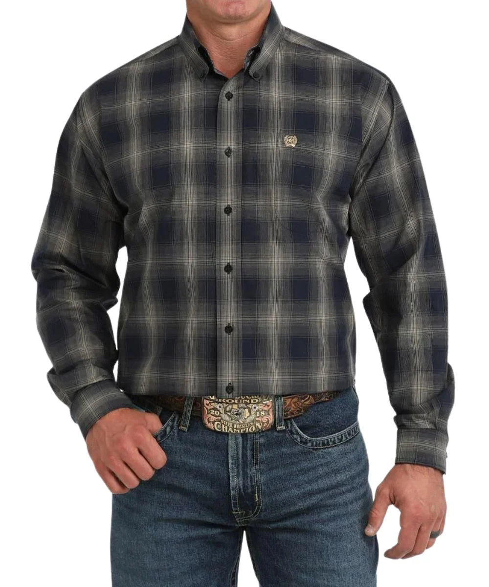 Cinch Mens Plaid Long Sleeve Shirt