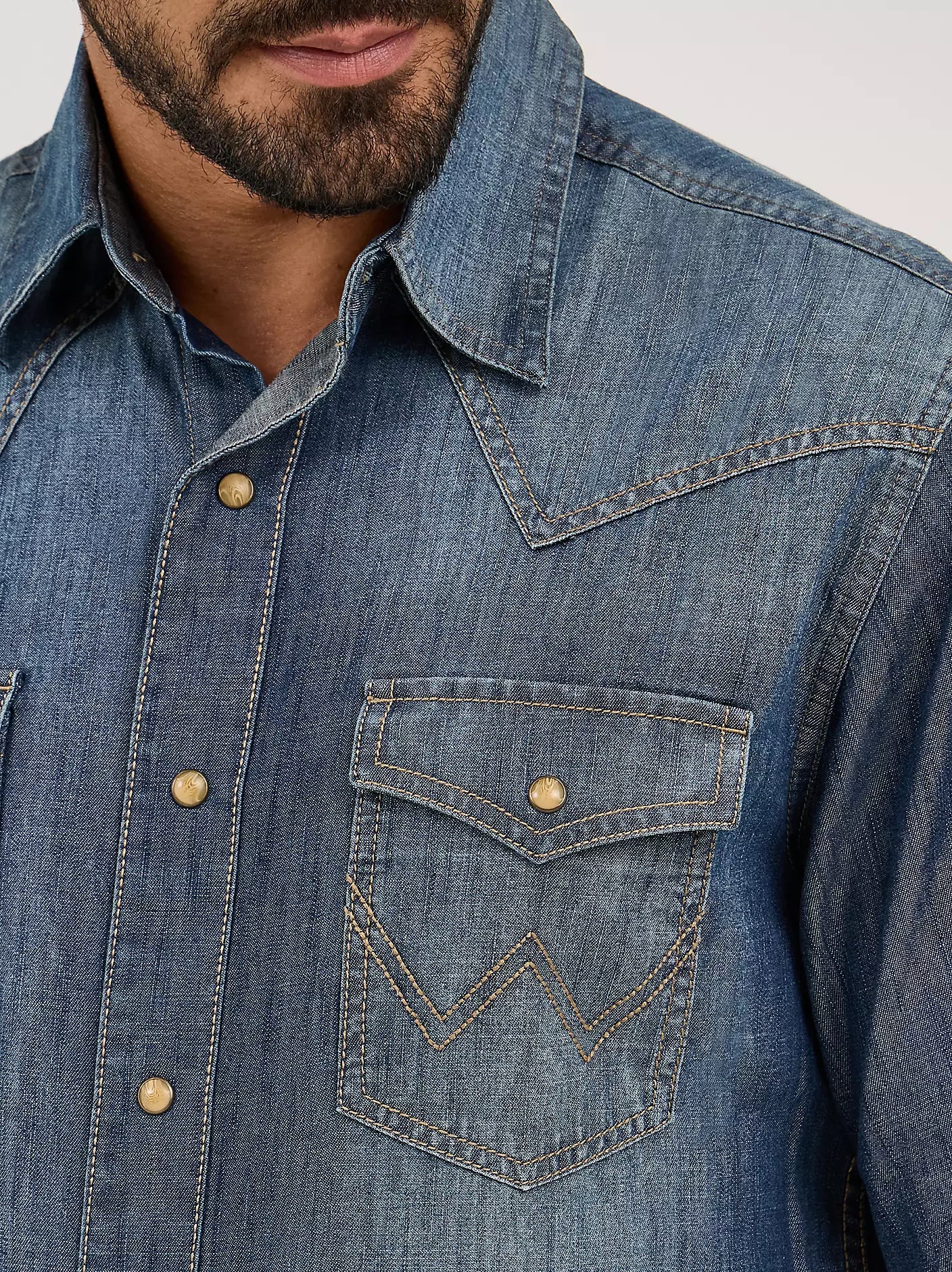 Wrangler Mns Retro Premium Denim Snap Shirt