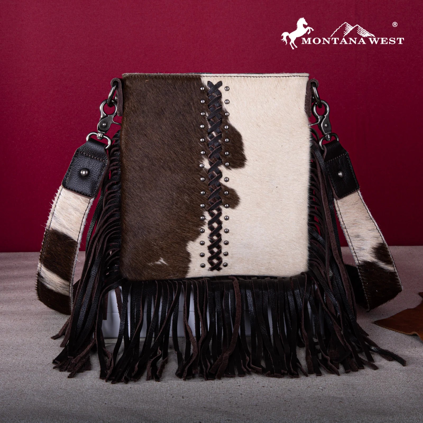 Montana West Leather Hair On Fringe Crossbody