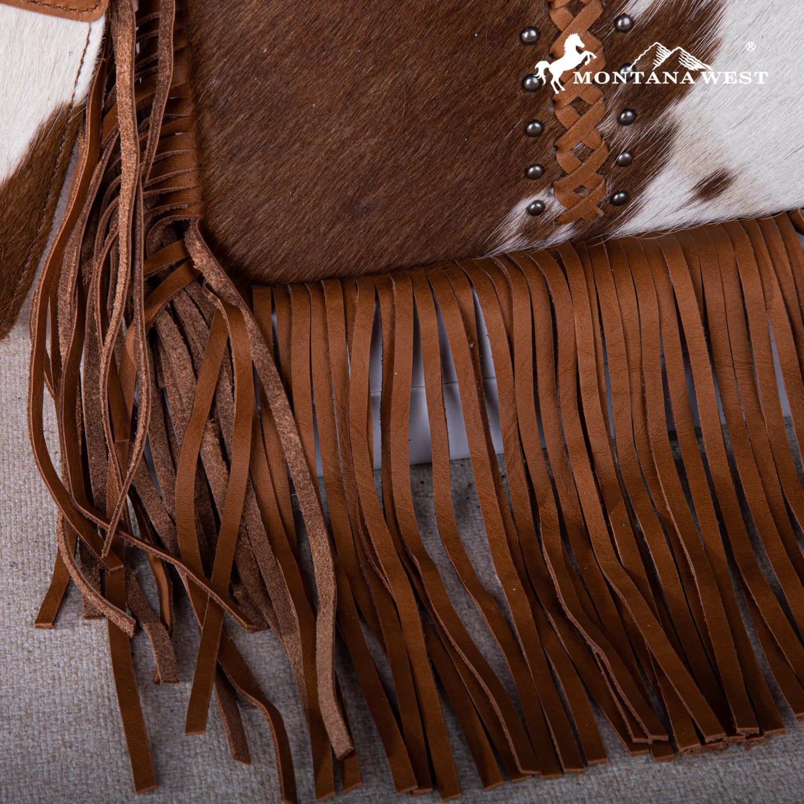 Montana West Leather Hair On Fringe Crossbody