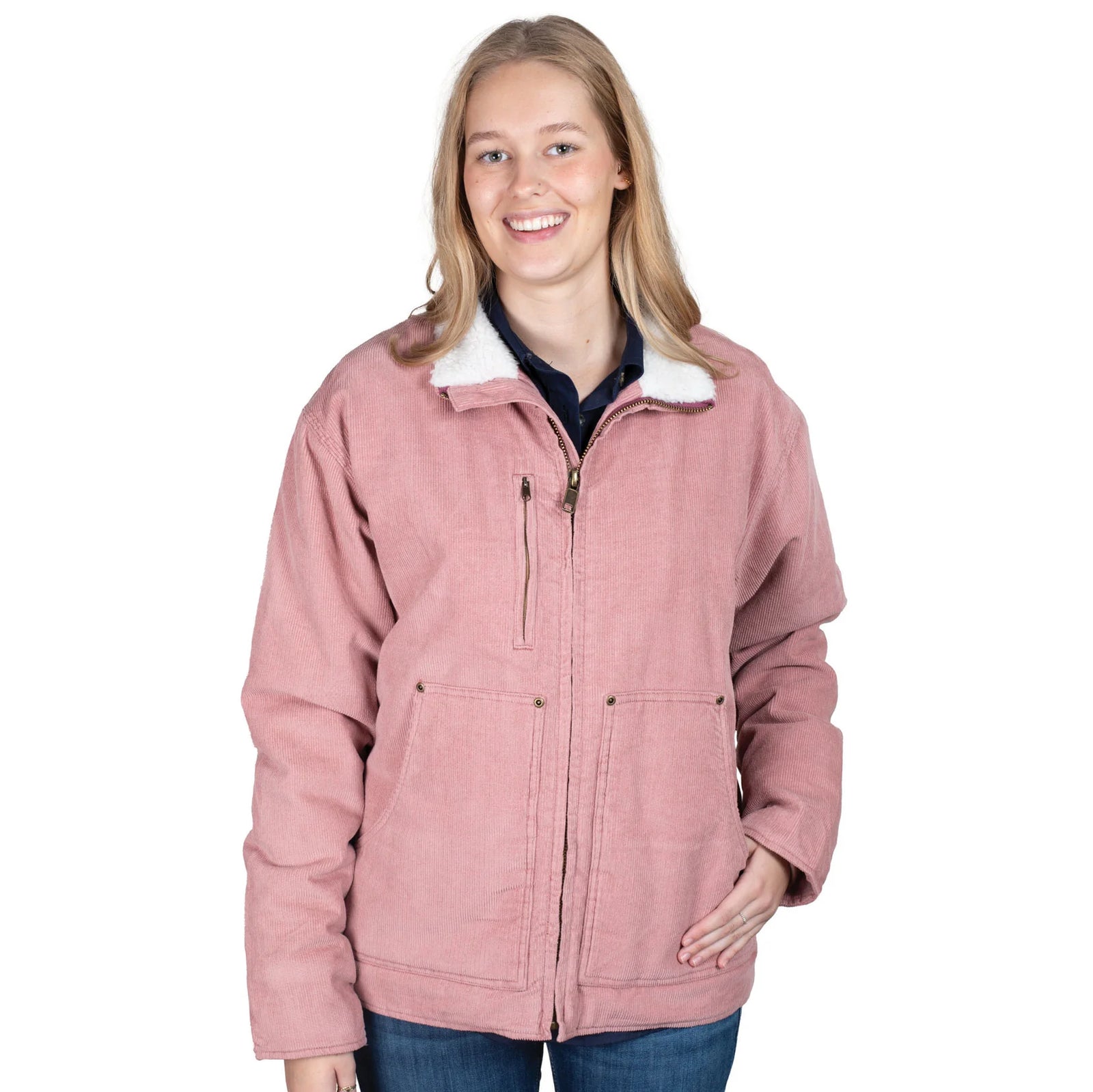 Just Country Adults Diamantina Sherpa Corduroy Jacket Dusty Pink