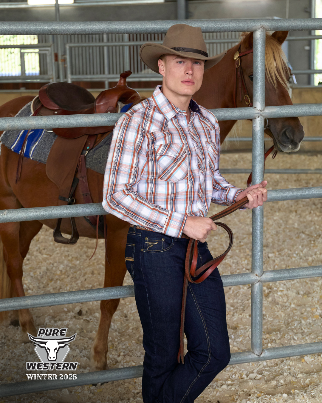 Pure Western Mens Axel Long Sleeve Shirt - Black Friday Sale