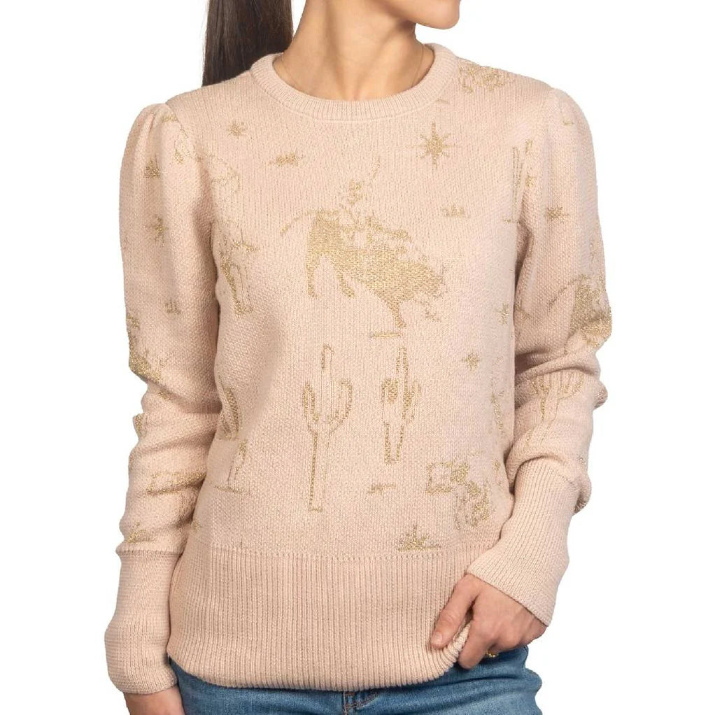 Cruel Denim Wmns Western Motif Pink Sweater