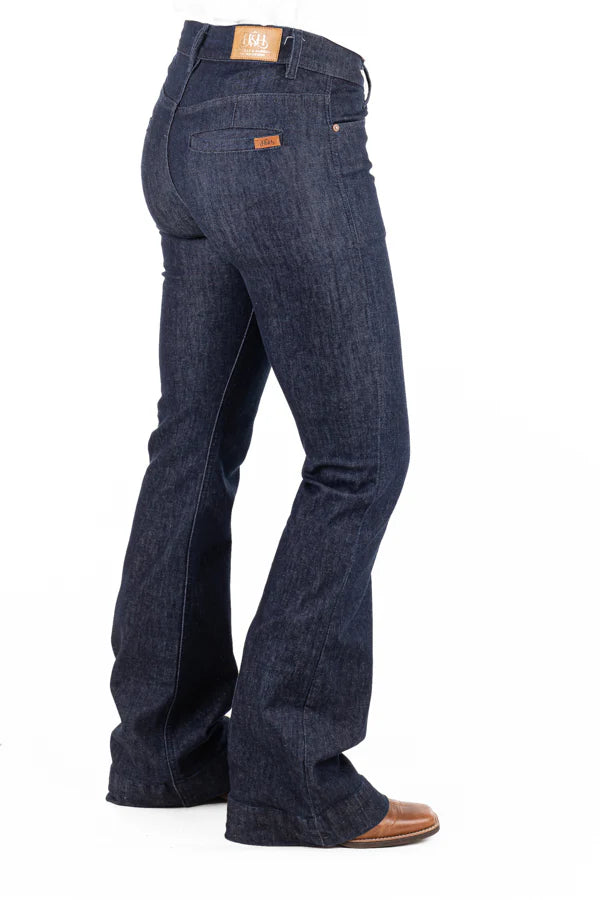 Hitchley and Harrow Dress Trouser Nashville Dark Denim with Dark Stitch