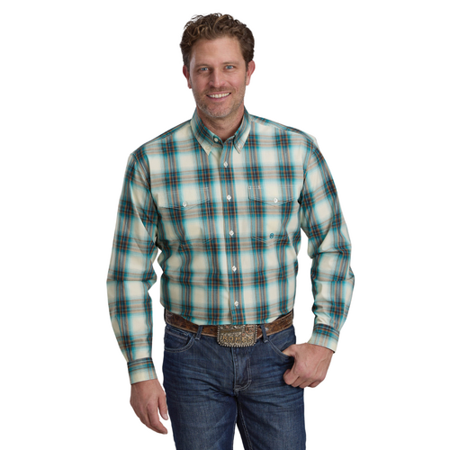 Roper Mns Amarillo Collection LS Shirt Plaid Brown