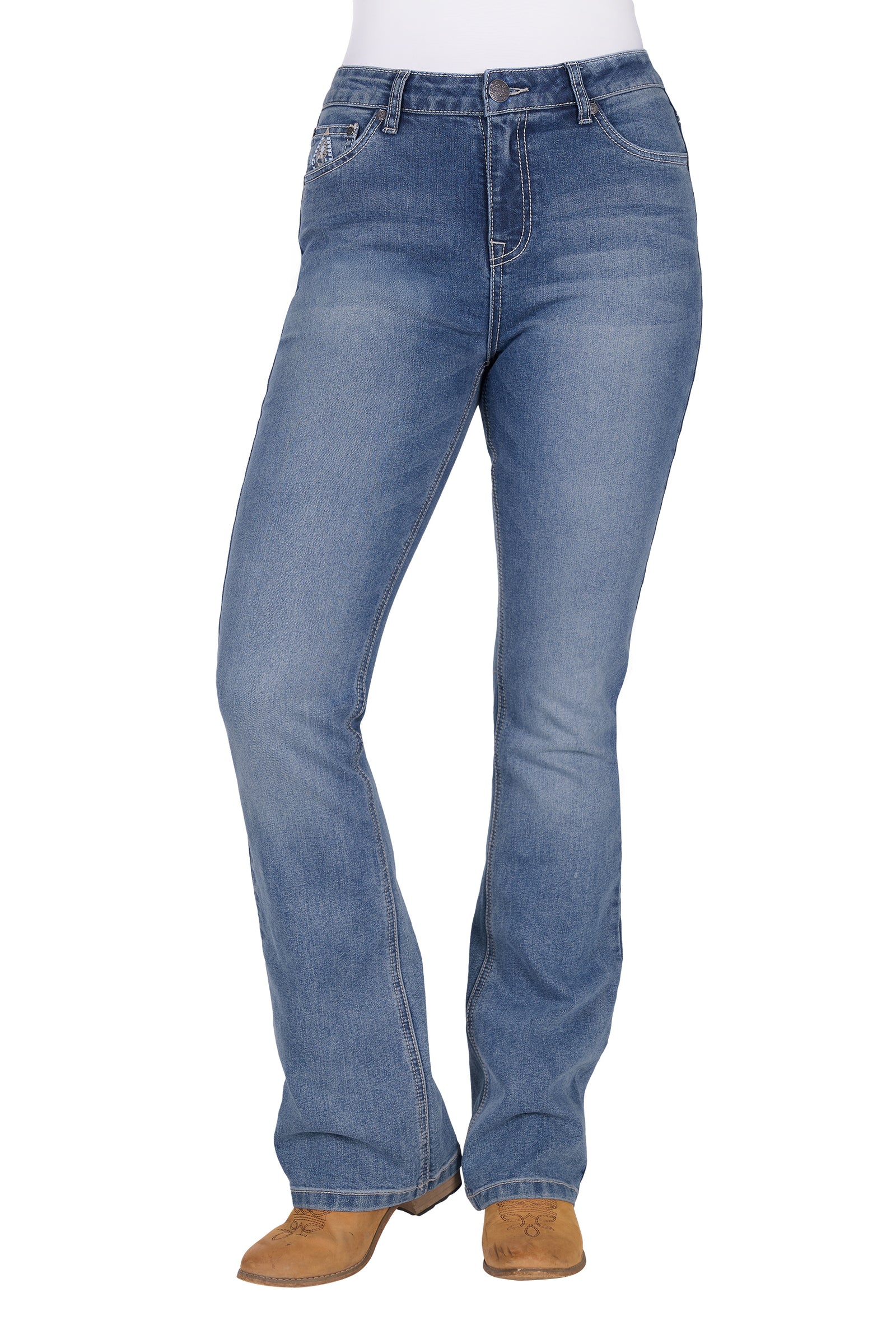 Pure Western Wmns Pam Hi Rise Bootcut Jean 32 Leg