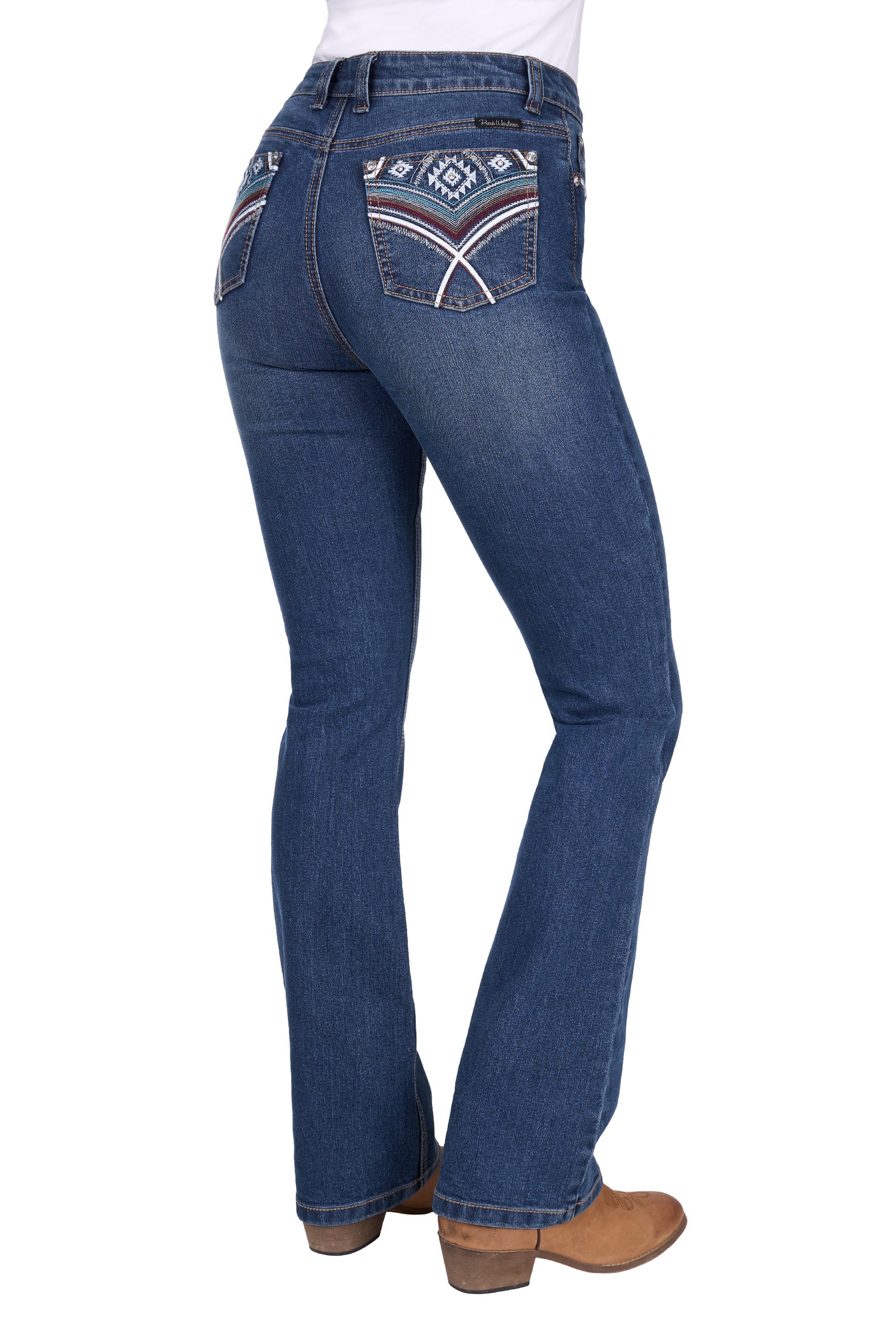 Pure Western Wmns Mary High Rise Bootcut Jean 32 Leg