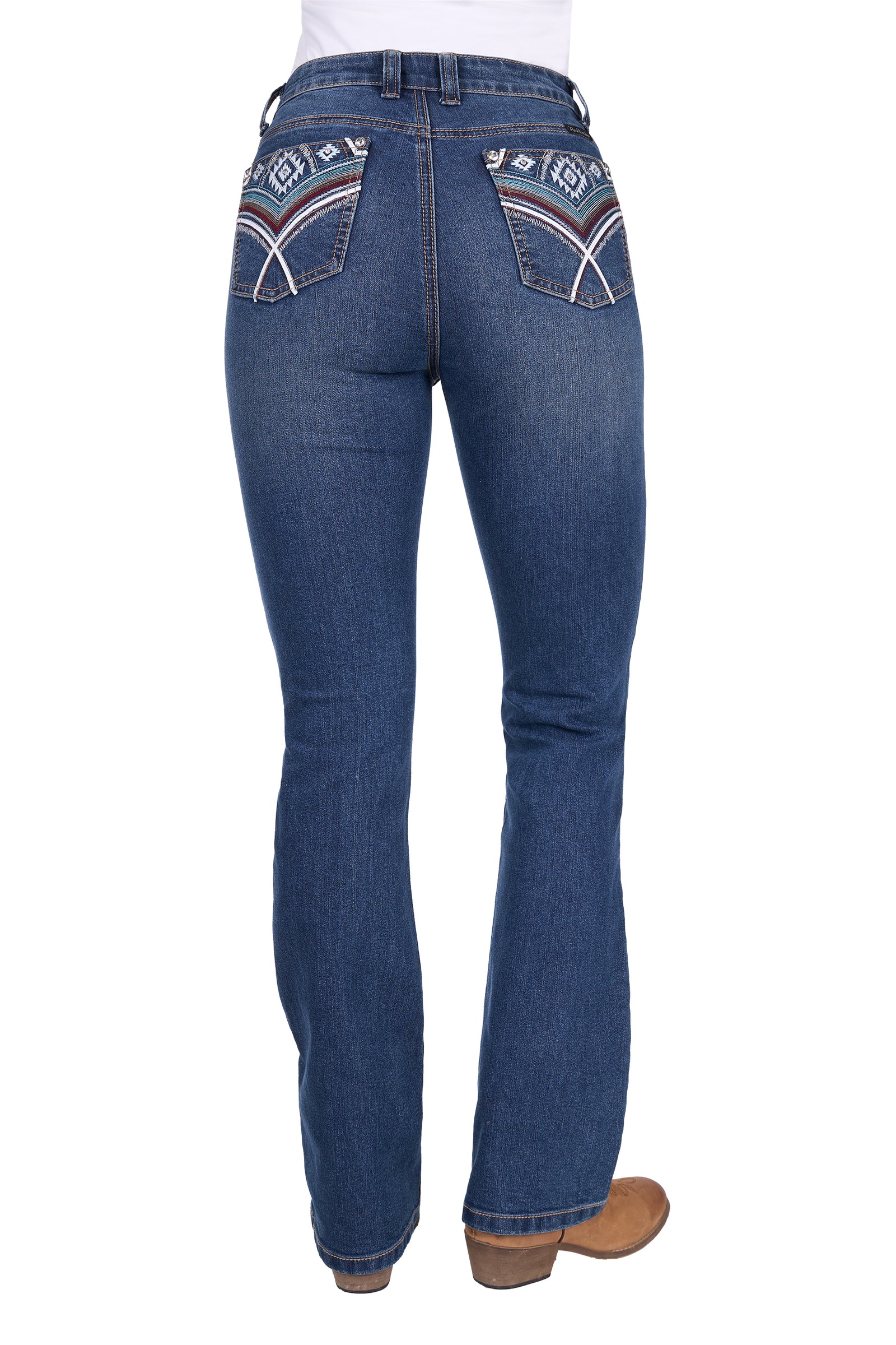 Pure Western Wmns Mary High Rise Bootcut Jean 32 Leg