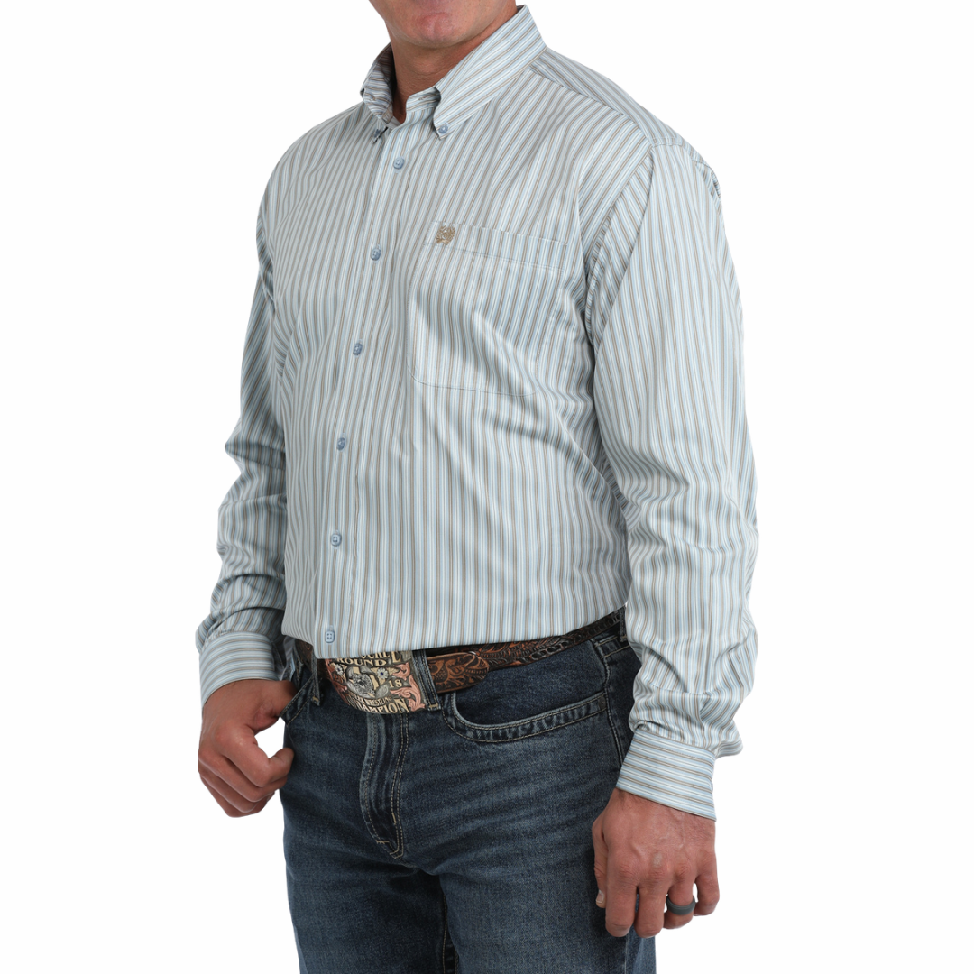 CinchMensTencelStripedLongSleeveButtonDownWesternShirt | Country Clothing - Mens Shirt | Saddleworld Ipswich