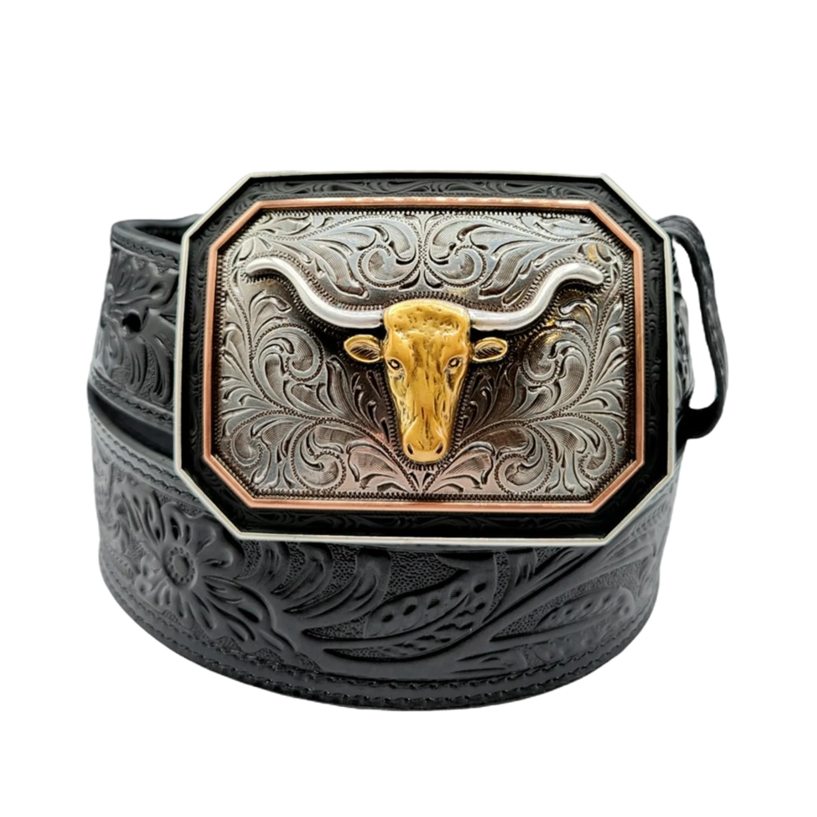 Ariat Mns Belt Floral Embossed Black