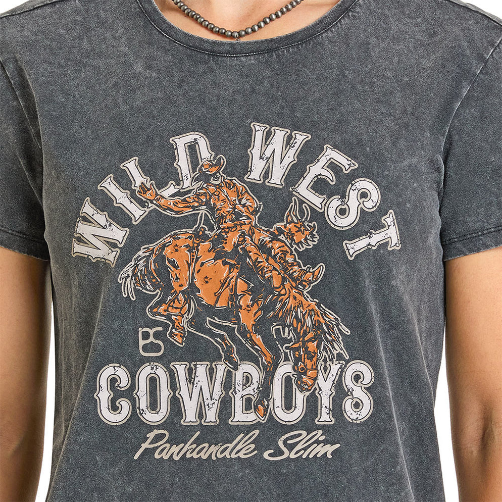 Rock and Roll Denim Wmns Black Wild West | Country CLothing - Ladies T Shirt | Saddleworld Ipswich