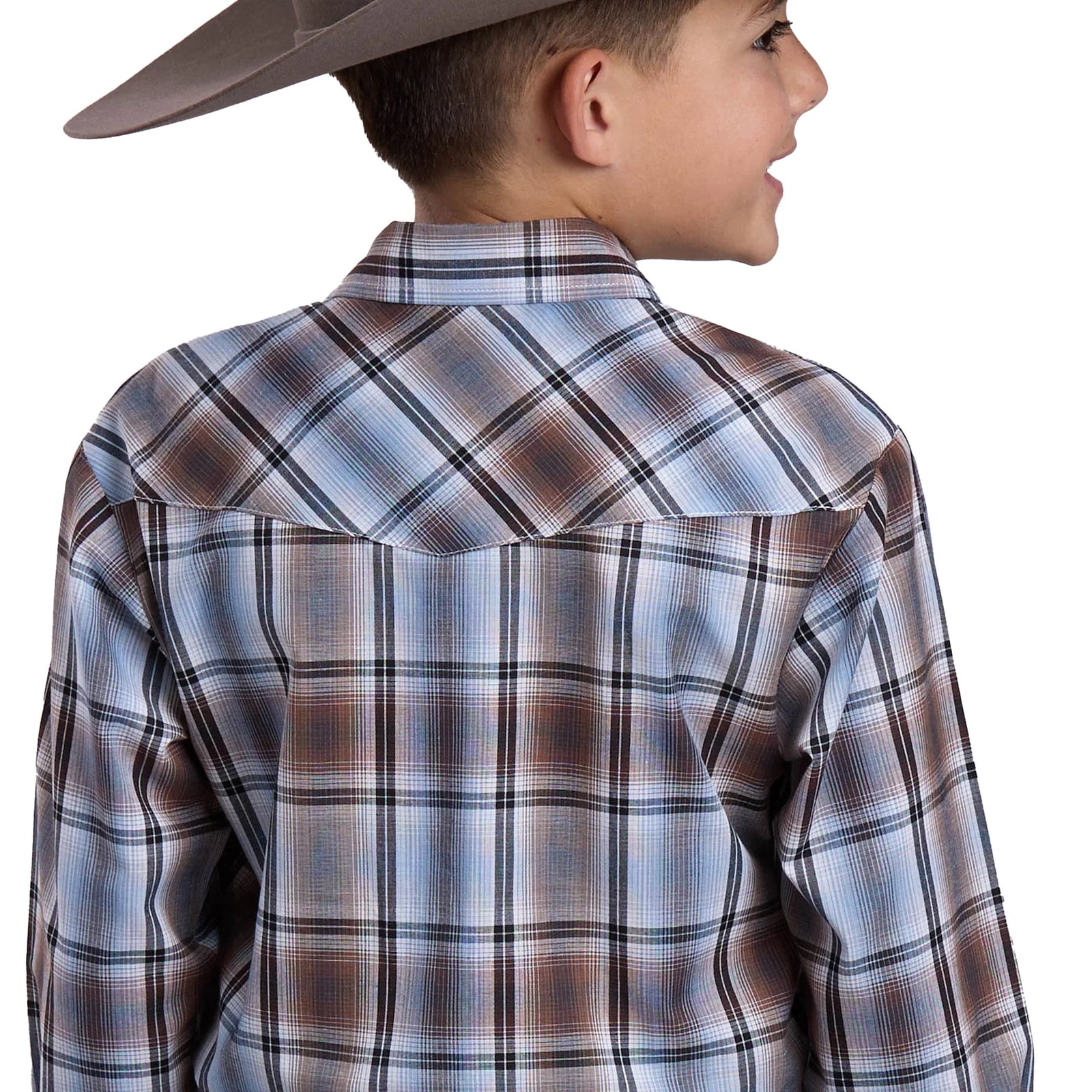 Roper Bys Karman Classic Collection LS Shirt Plaid Brown | Country Clothing - Boys SHirt | Saddleworld Ipswich