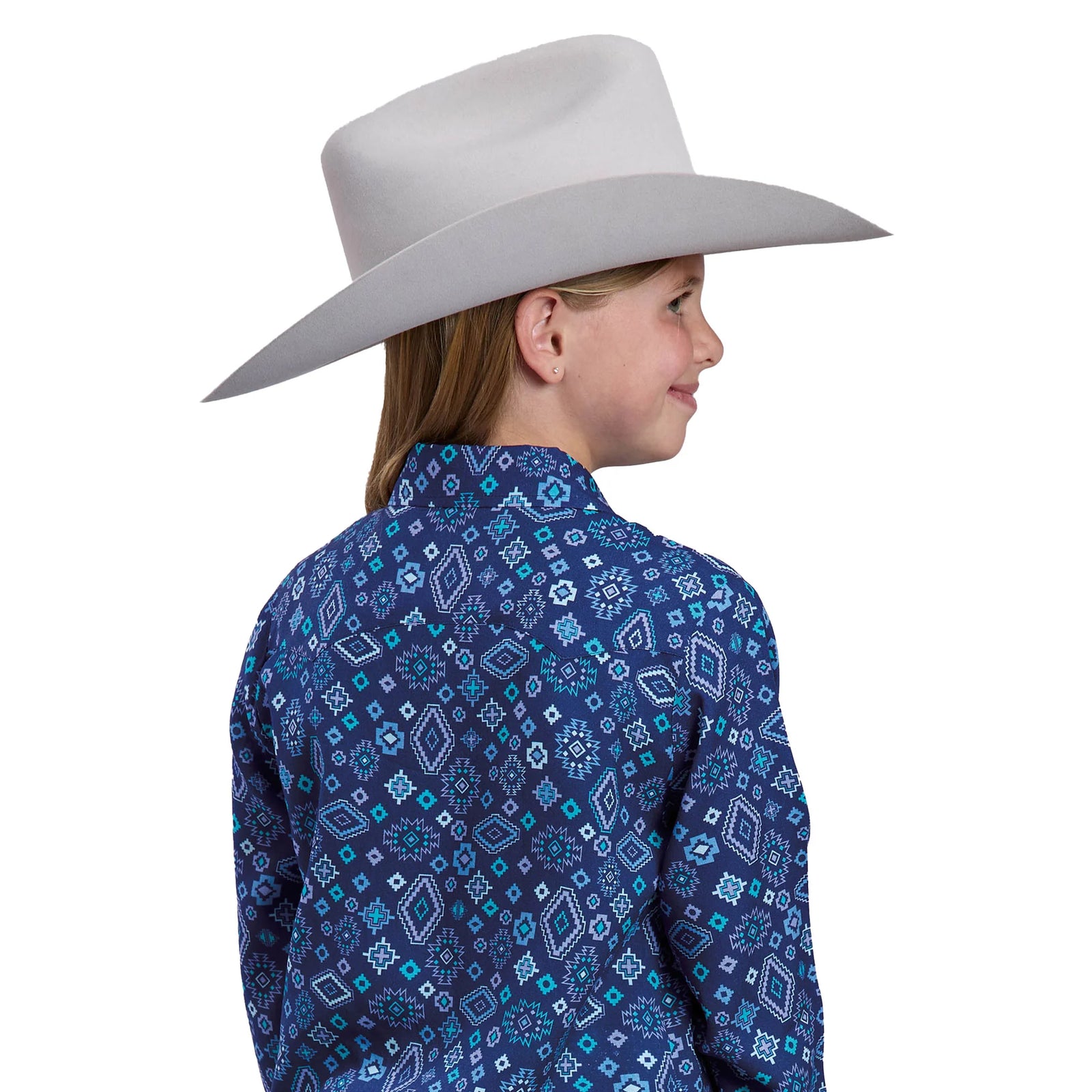 Roper Girls Five Star Collection LS Shirt Print Blue | Country Clothing - Childrens Clothing | Saddleworld Ipswich