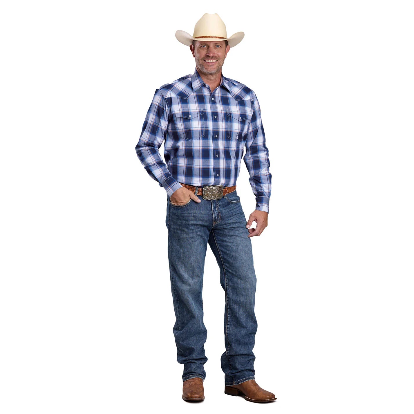 Roper Mns Amarillo Collection LS Shirt Print Blue | Country Clothing - mens shirt | Saddleworld Ipswich