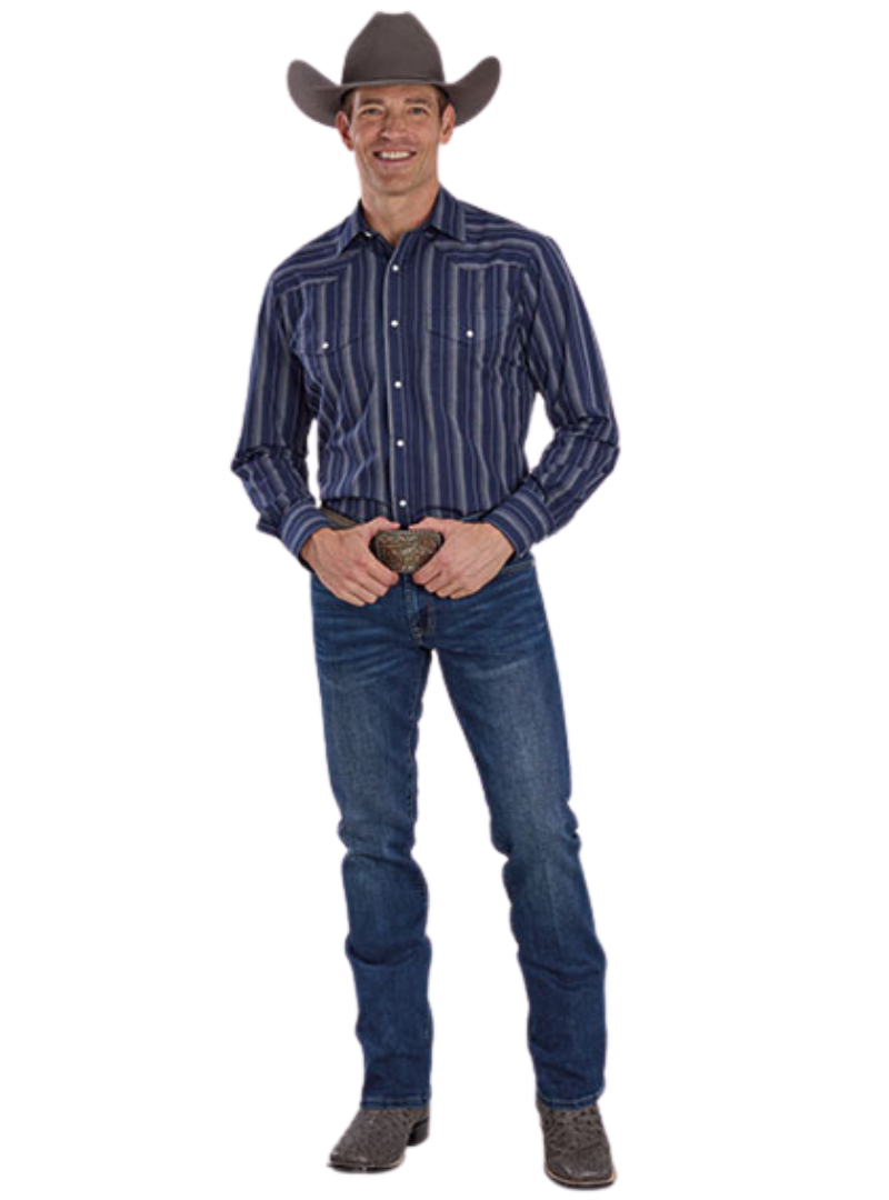 Roper Mns Karman Classic 55/45 Collection LS Shirt Blue | Country Clothing - Mens Shirts | Saddleworld Ipswich