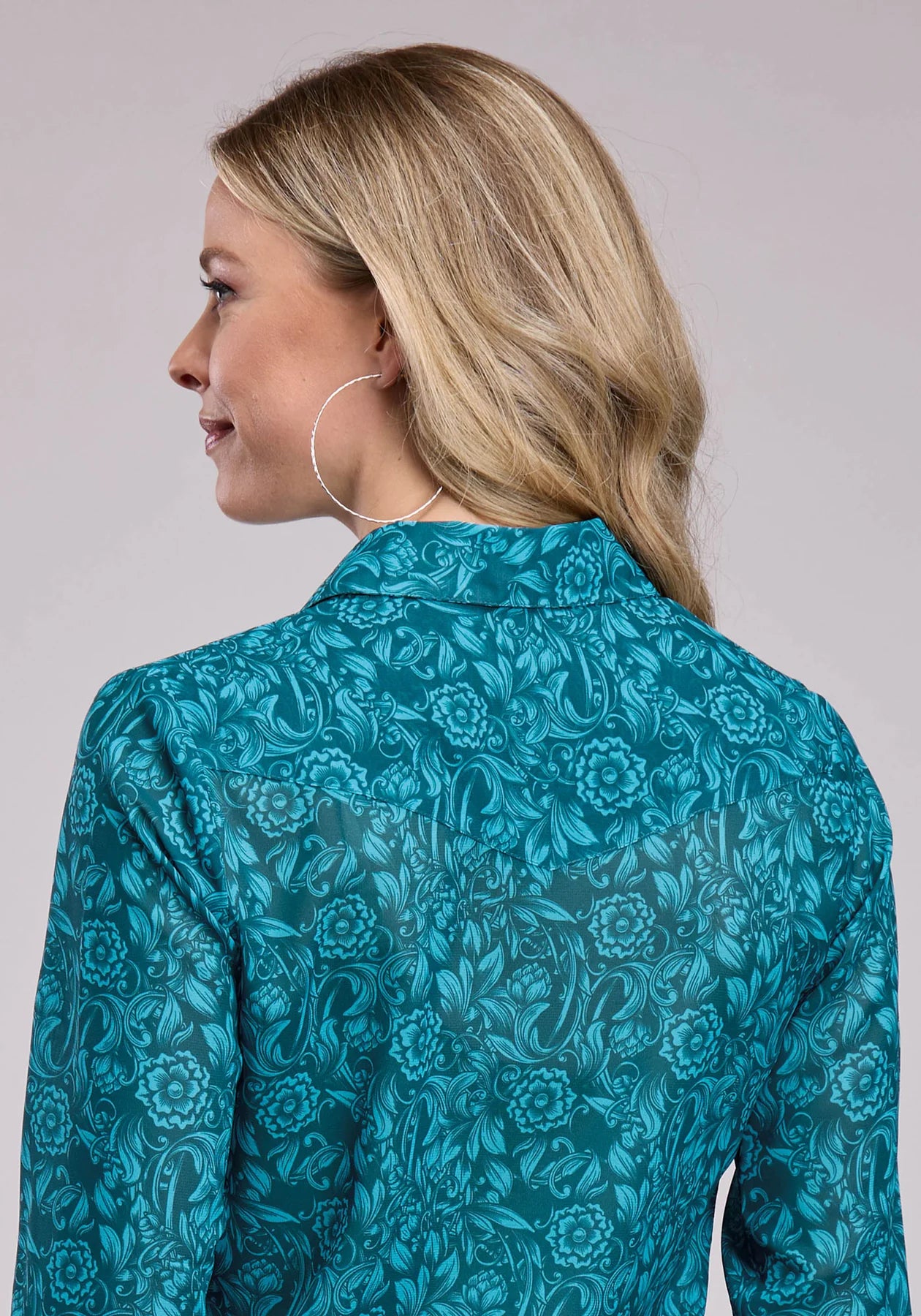 Roper Wmns Studio West Collection LS Shrit Print Blue | Country Clothing - Shirt | Saddleworld Ipswich