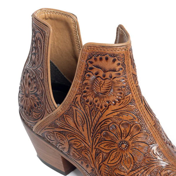 Dakota Charm Hand Tooled Boots in Caramel