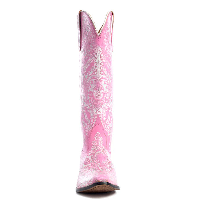 Valentina Trail Hand-Tooled Boots in Pink