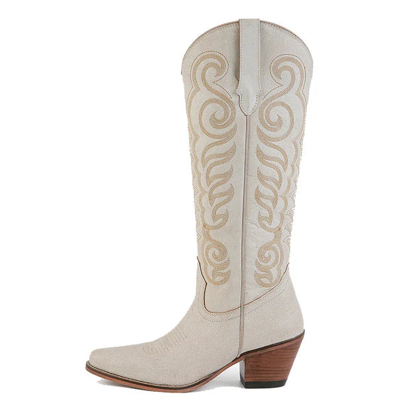 Karlyla Leather Boots Ivory
