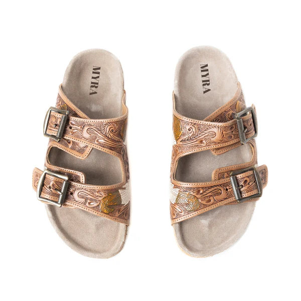 Falling Feather Sandals in Dark Brown