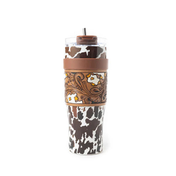 Wide Wyoming Tumbler Brown and White