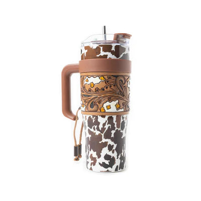 Wide Wyoming Tumbler Brown and White