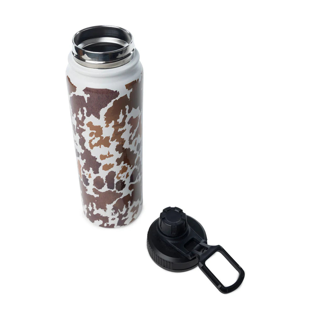 Moo and Bloom Stainless Steel Water Bottle in Brown Leopard Print